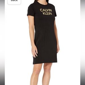 Brand New! Calvin Klein T-Shirt Dress - gold logo, size XL